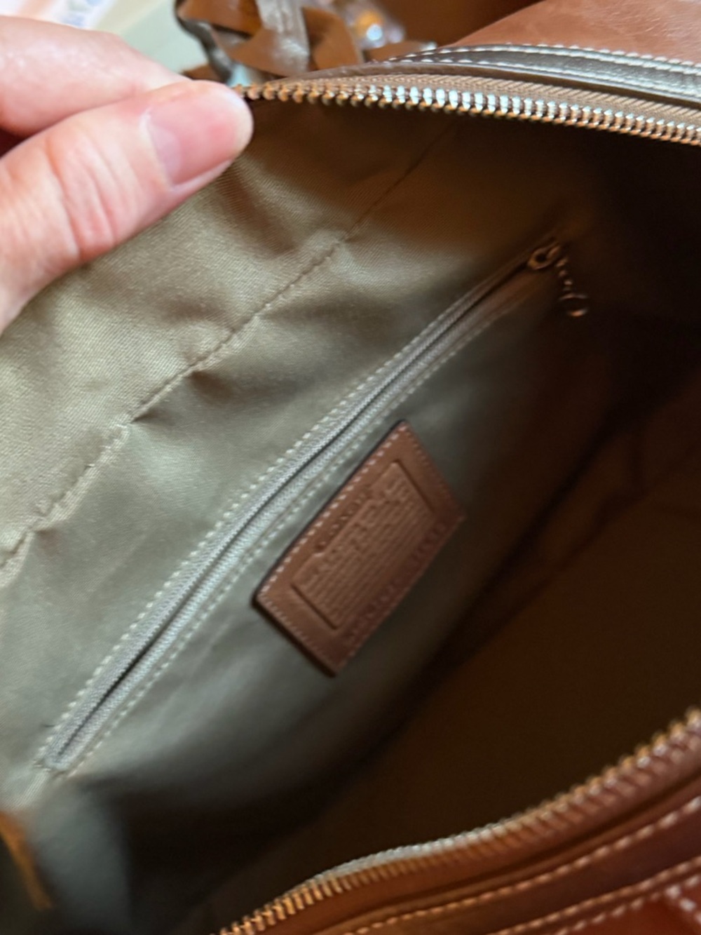 Coach Brown Leather Satchel with Braided Metallic Handles - Picture 9 of 12